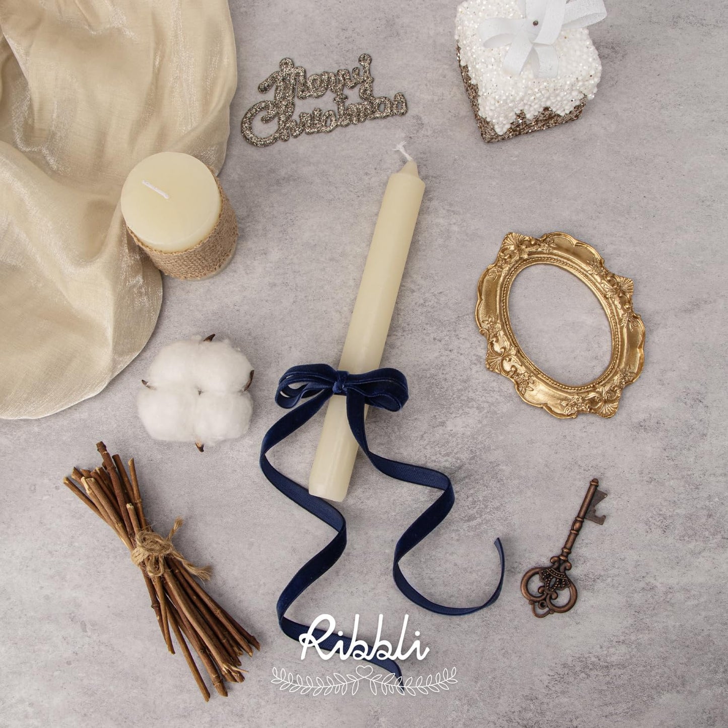 Ribbli Polyester Navy Velvet Ribbon,3/8 Inches Continuous10-Yard Spool,Christmas Ribbon for Gift Wrapping,Floral Bouquets, Home Decor