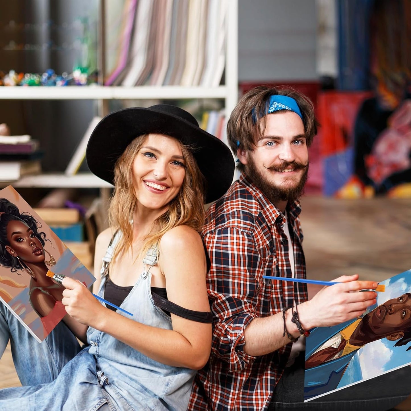 Zhanmai 12 Pack Pre Drawn Canvas for Painting Sip and Paint Kit 8" x 10" Paint Party Set Canvas Painting Pre Printed Canvases for Party Favor DIY Virtual Adult's Date Night(Adult Couples)