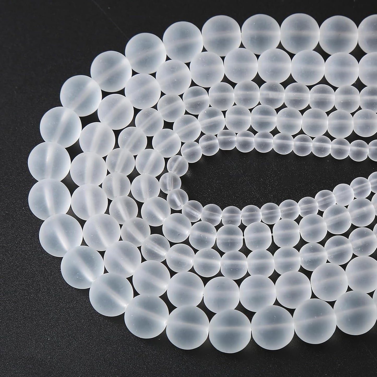 36pcs 10mm Frost White Crystal Glass Beads for Jewelry Making Round Loose Beads DIY Bracelets Necklaces Crystal Energy Healing Stone Beads 15" (10mm, Frost White Glass)