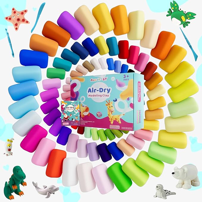 Air Dry Clay 90 Colors, Modeling Clay for Kids, Model Magic Clay, DIY Molding Clay Kit with Sculpting Tools,Soft & Non-Sticky,Art and Crafts Gift for Boys Girls Kids