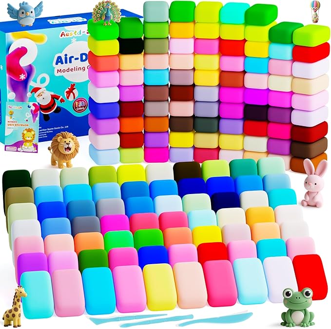 Air Dry Clay 156 Colors, Modeling Clay for Kids, Model Magic Clay, DIY Molding Clay Kit with Sculpting Tools, Soft and Non-Sticky, Arts and Crafts Gift for Boys Girls Kids