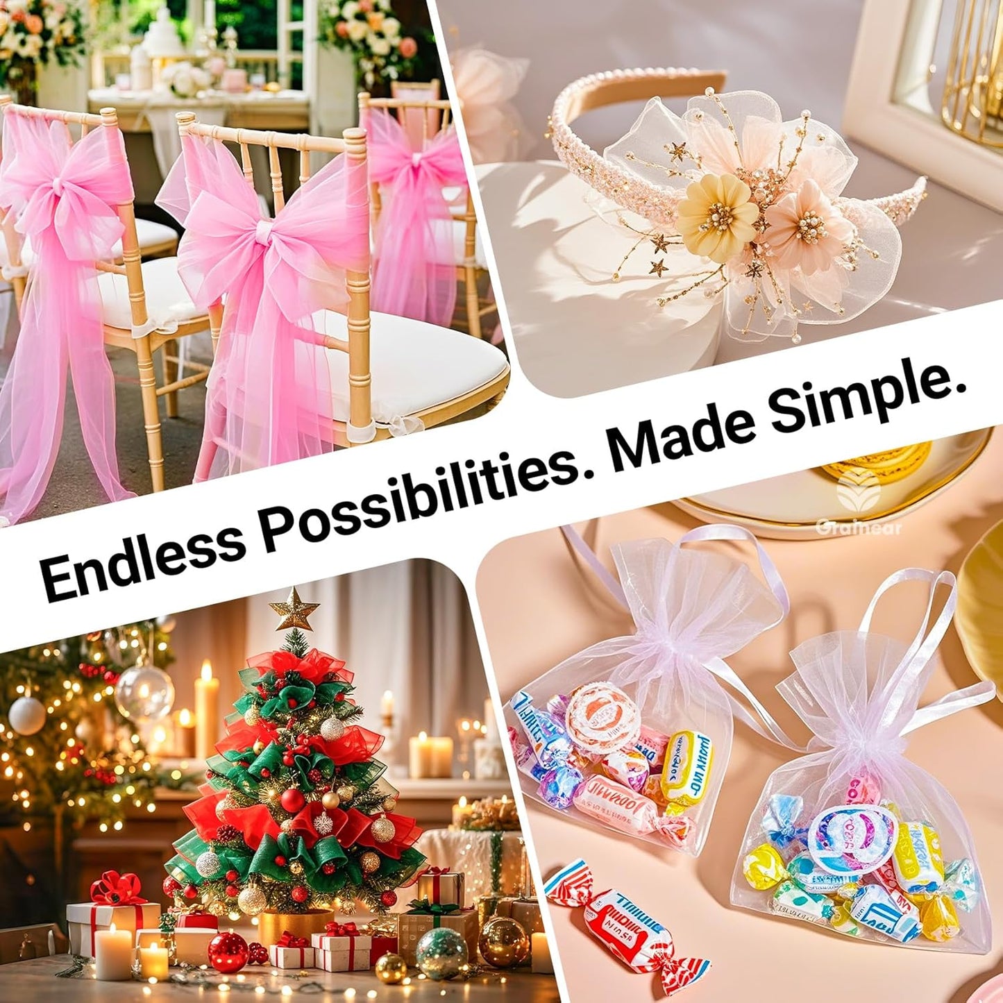 Antique Gold Crystal Organza Fabric – 16" x 5 Yards Lightweight Sheer Tulle for Bows, Tutus, Table Runners, Gift Wrapping, Crafts & DIY Sewing (Folded Package)