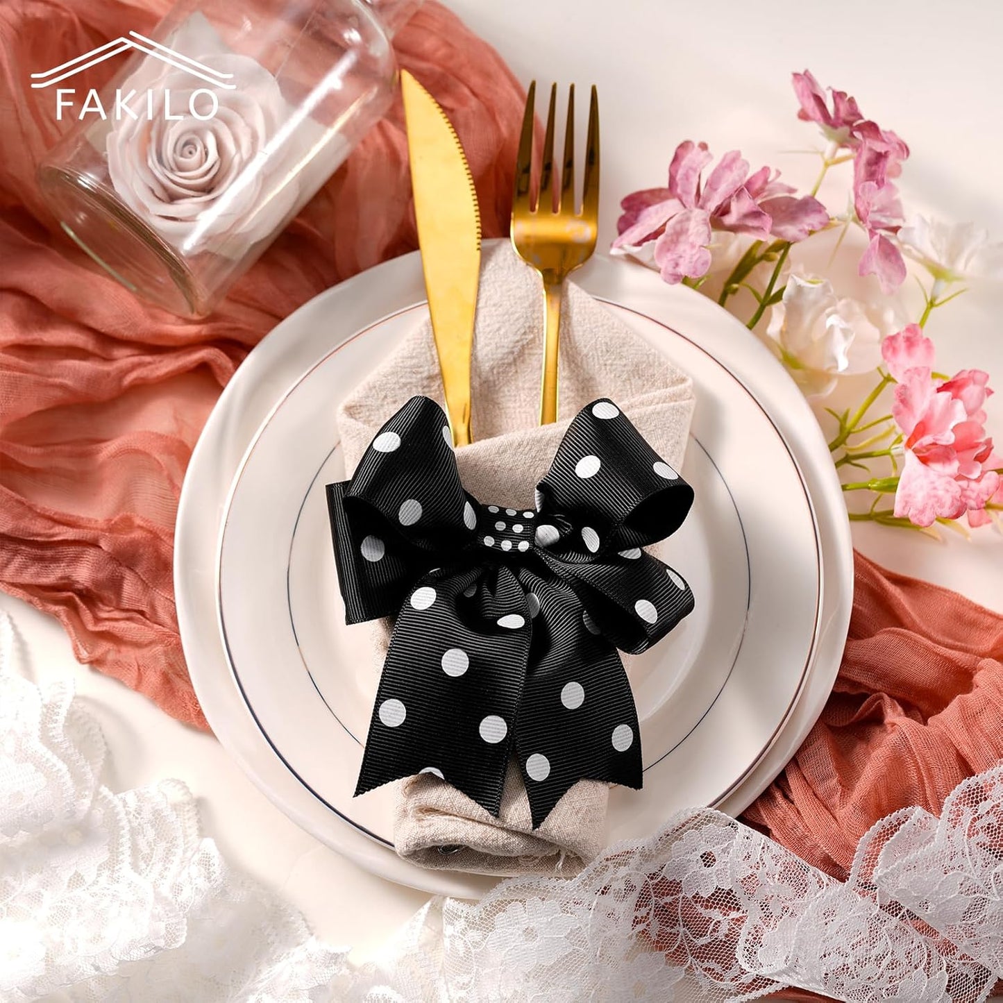 Polka Dot Grosgrain Ribbon 1.5 Inch, 25 Yards Spool Black and White Dot Craft Ribbon for Christmas Gift Wrapping DIY Crafts Hair Bows Wedding Party Decor Sewing and Home Decoration