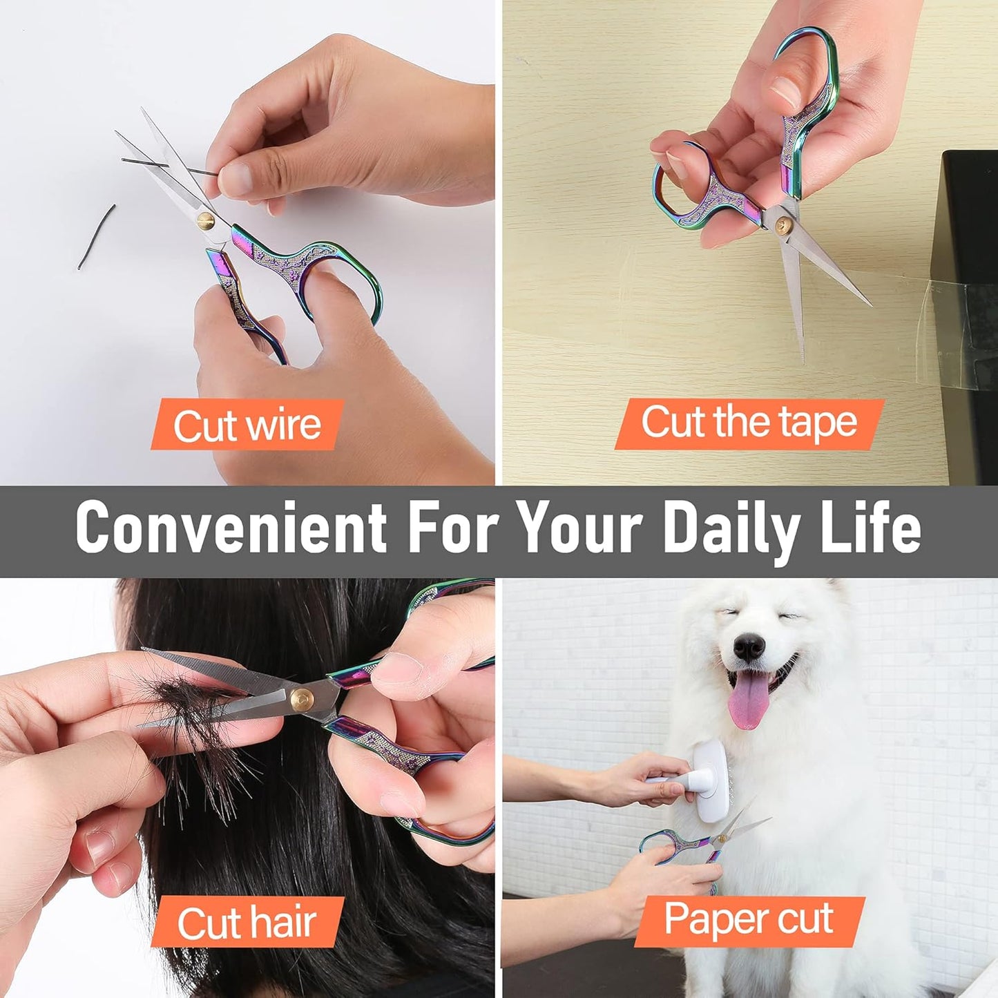 Sharp Embroidery Scissors-5 Inch Vintage Precision Scissors-Stainless Steel Blades with Vibrant Gradient Handle & Floral Design-Resistant for DIY/Art/Craft/Sewing