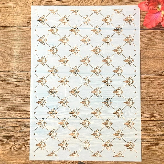 TIAMECH A4 Reusable Small Symbol Lines Stencil for Painting - Grid Texture Layering Template, DIY Wall Art, Wood Furniture, Scrapbook & Crafts (8.3x11.7inch)