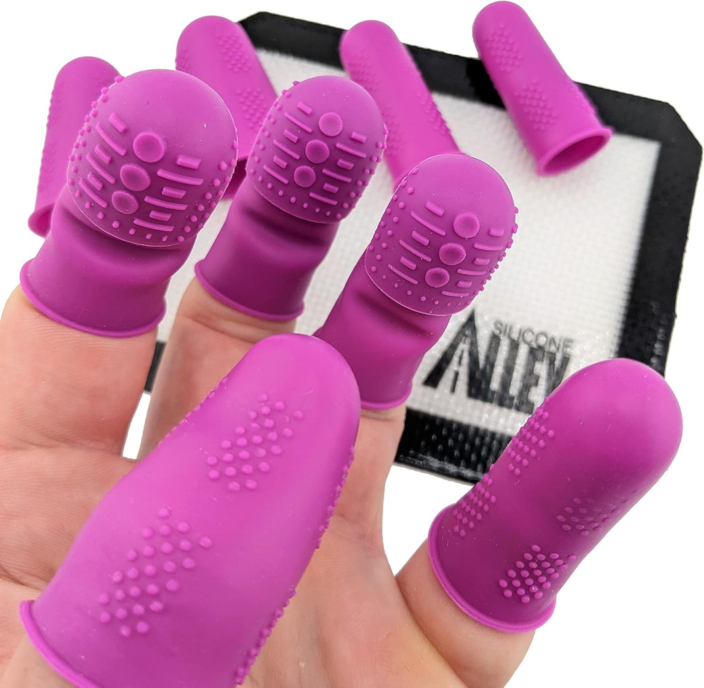 Finger Protectors | X-Thick Protection (3) - Medium Index | Standard Size Small (3) Medium (3) | Silicone Non-Stick Mat (1) for Hot Glue | Butterfly-Pins (Not Heat Resistant) for Sewing