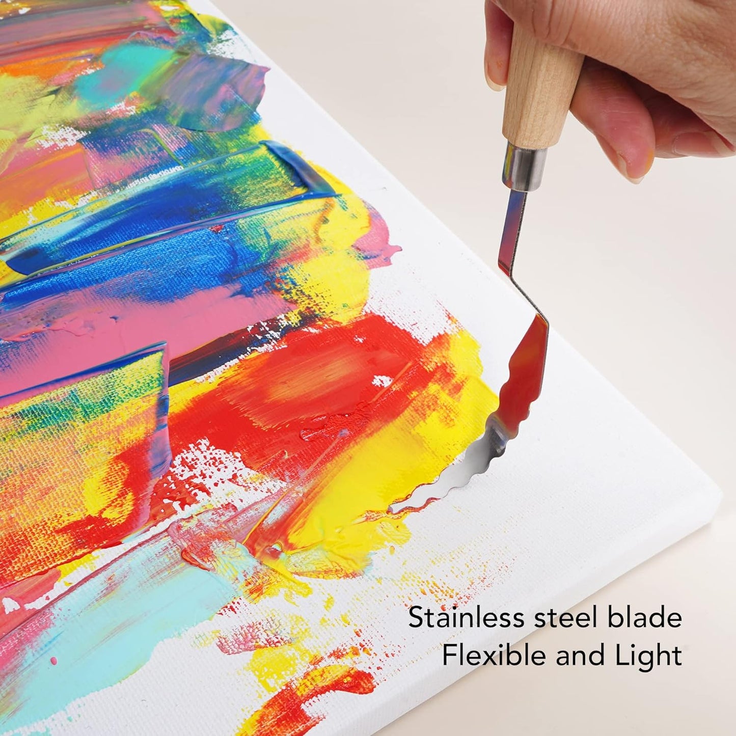 CONDA Palette Knife Set -10Pcs Stainless Steel Spatula Pallet Knife Painting Tools Metal Knives Wood Handle with Different Shapes and Sizes