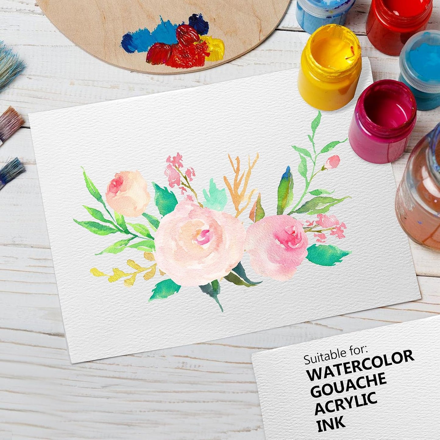 FEITAKE 100% Cotton Watercolor Paper Cold-Press / 140lb (300gsm) / Acid Free Mixed Media Art Drawing Papers - 30Sheets Pack - 6"X8"