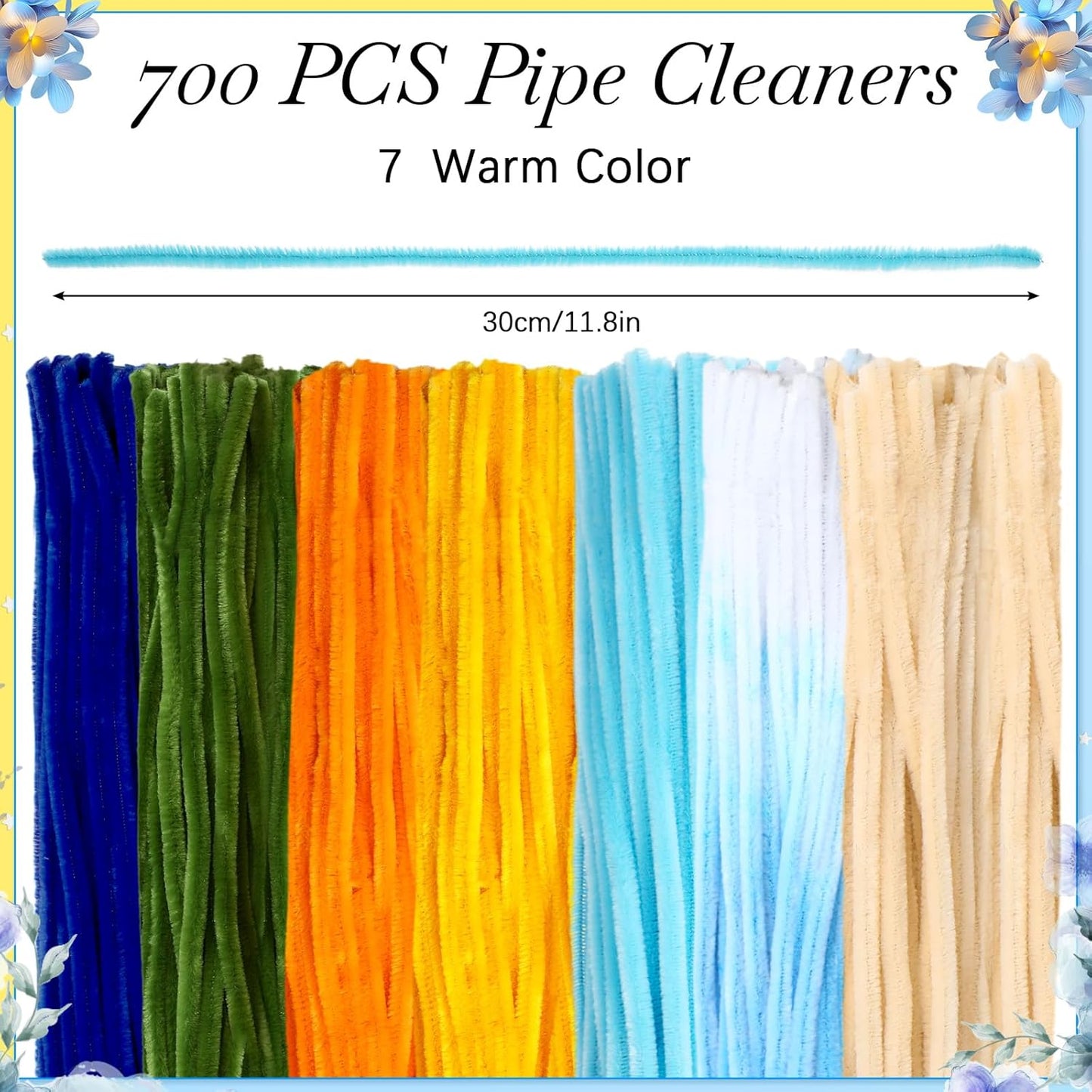 DaisyInner 700 Pcs Halloween Fall Pipe Cleaners Craft Bulk Pastel Chenille Stems Flower DIY Gradient Colored Fluffy for School Classroom Thanksgiving Christmas Party Supplies(Blue,Orange)