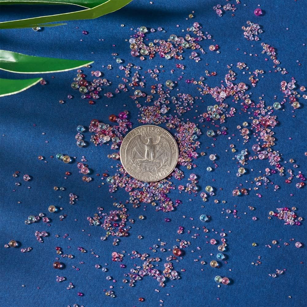 240g Mini Glass Bubble Beads 0.6-3mm Droplet Fillers Crystal Micro Caviar No Hole for Resin Inclusion DIY Pendant Jewelry Crafts Nail Art Decoration, 8 Colors