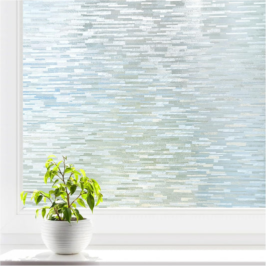 Homein Window Privacy Film, Frosted Glass Window Film Decorative, Non Adhesive Glass Clings, UV Blocking Static Cling Front Door Coverings, Removable Privacy Sticker for Home, 23.6 x 78.7 inches