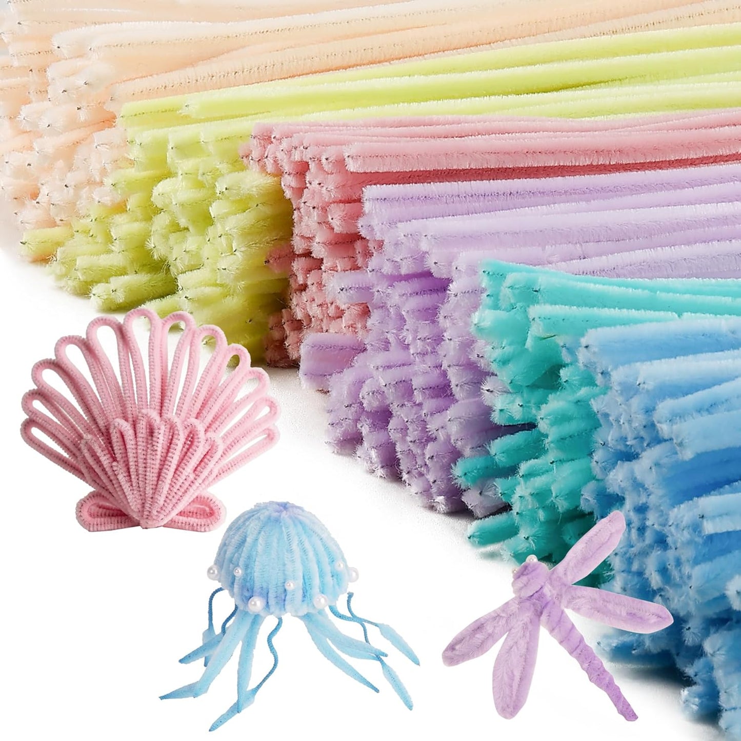 Caydo 500 Pieces Macaroon Pipe Cleaners, Chenille Stems, Pipe Cleaner Crafts for DIY Art and Craft Projects Creative Gift Party Decorations