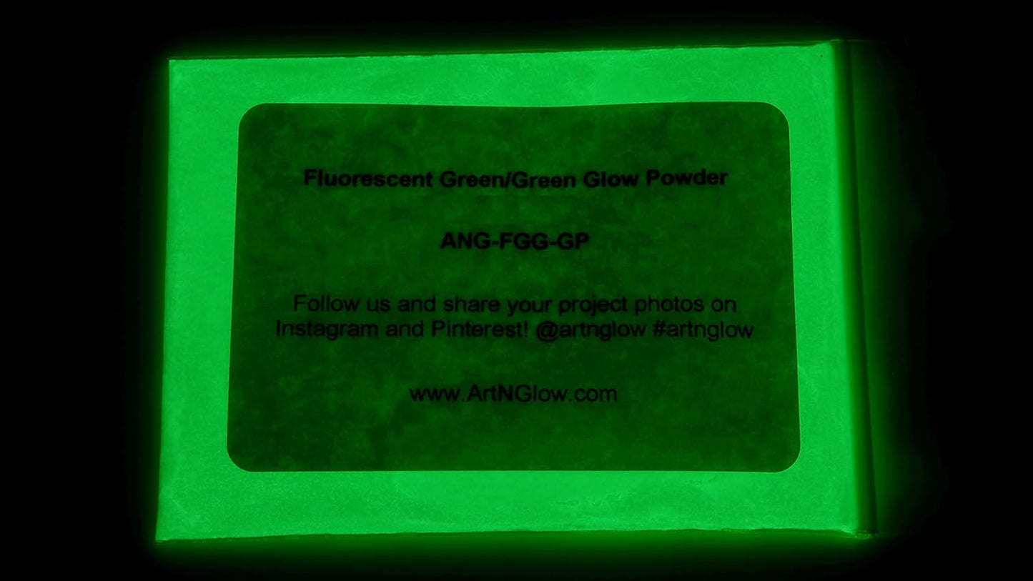 Glow in The Dark Pigment Powder - Neutral and Fluorescent Color for Art Painting, Fine Art, Nail Art Paint, and DIY Crafts - Long Lasting, 10+ Color Options - Fluorescent Green - (12 Grams/ .42oz)