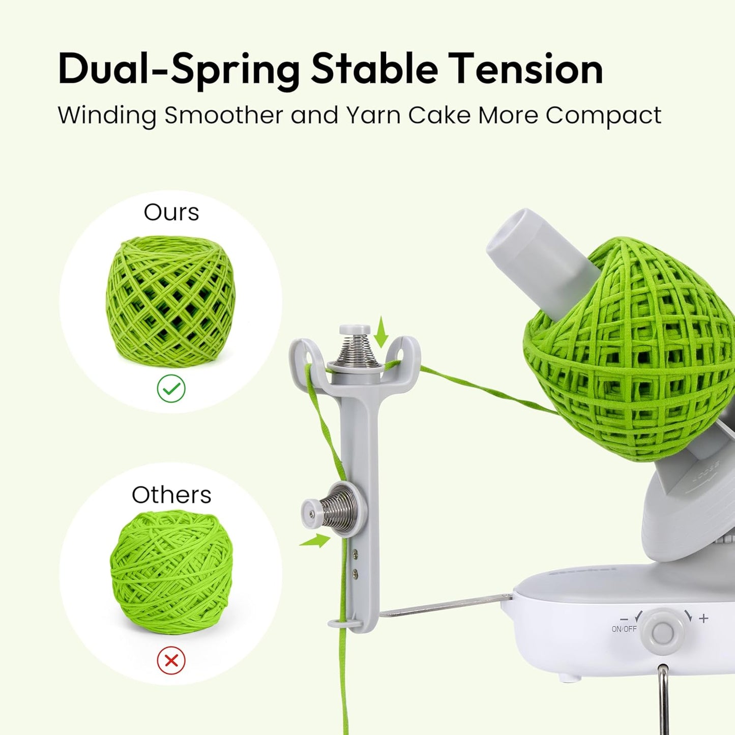 Electric Yarn Winder for Crocheting, Upgrade Dual-Spring Tension 10oz Large Capacity, Stepless Speed Automatic Yarn Winder Wool Spinner Roller for Crochet Lovers(Gray)