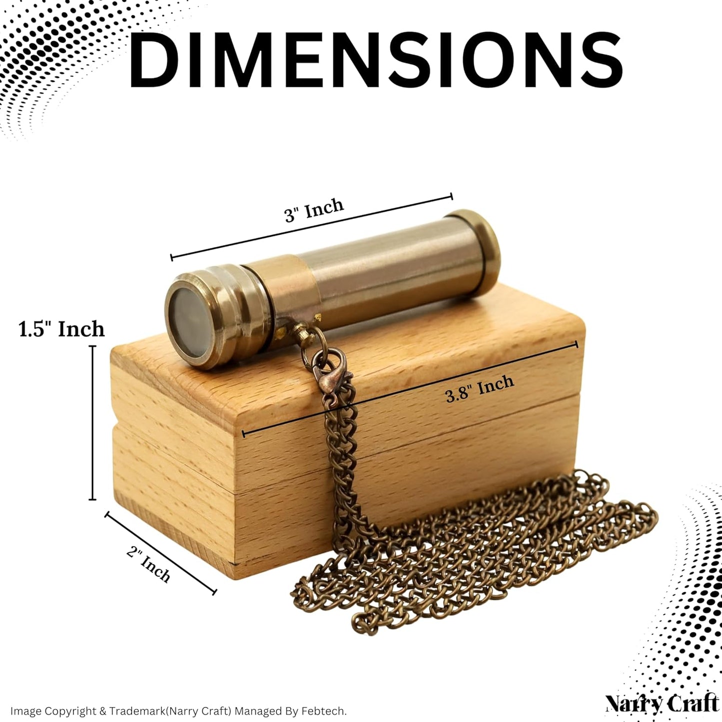 Brass Kaleidoscope with Wooden Box | Handcrafted Vintage Kaleidoscope with Optical Glass Lens & Wooden Storage Box – Collectible Gift for Kids & Adults Last-Minute (Silver/Brass, Small)