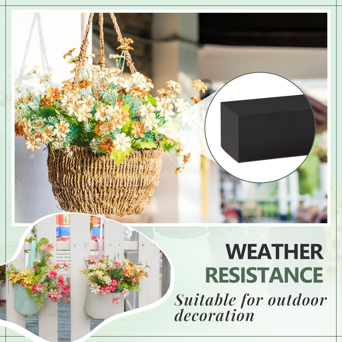 Lallisa 4 Pcs Reusable Floral Foam Blocks Water Weather Resistant Dry Floral Foam for Artificial Flower Arrangements Outdoor Flower Boxes Outside Hanging Planters Wedding Home Decor (6 x 3 x 2.5'')