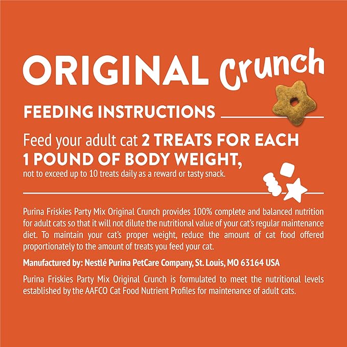 Friskies Purina Cat Treats, Party Mix Original Crunch - 20 oz. Pouch (Pack of 2)