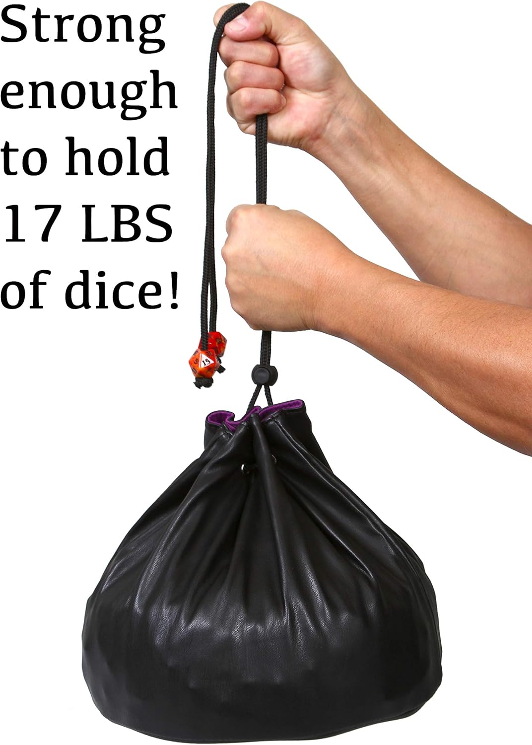 Forged Dice Co. Pouch of The Endless Hoard Dice Bag - Holds Over 1,000 Polyhedral Dice - Dice Storage Bag with 7 Pockets - Perfect for Bulk Dice - Black/Purple