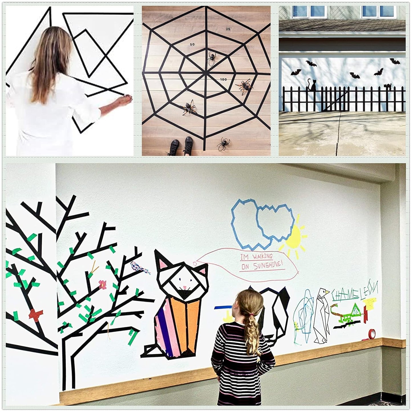 Black Painters Tape,1" x 60 Yards x 10 Rolls (600 Yards Total) - Medium Adhesive Masking Tape for Painting,Labeling,DIY Crafting,Decoration and School Projects