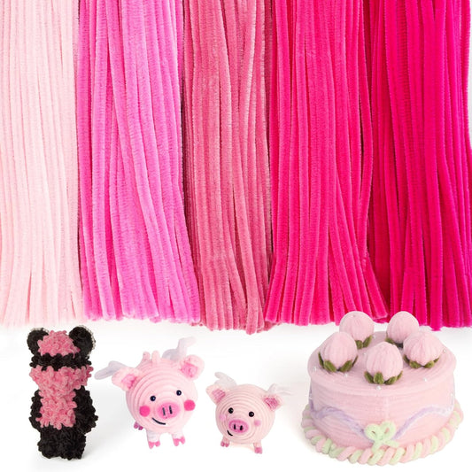 Caydo 500 Pieces Pink Pipe Cleaners, Chenille Stems, Pipe Cleaner Crafts for DIY Art and Craft Projects Creative Gift Party Decorations