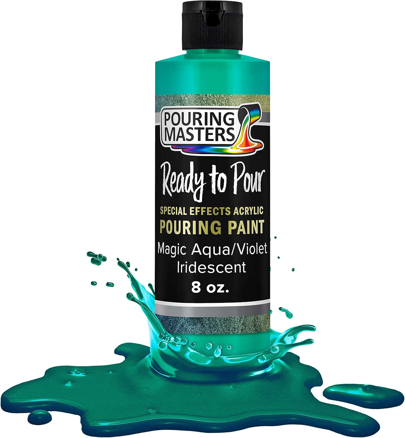 Pouring Masters Magic Aqua/Violet Iridescent Special Effects Acrylic Pouring Paint - Premium 8-Ounce Pre-Mixed Fluid Acrylic Paint - Fluid Art Supplies for Canvas, Wood, Paper, Tile & Rocks