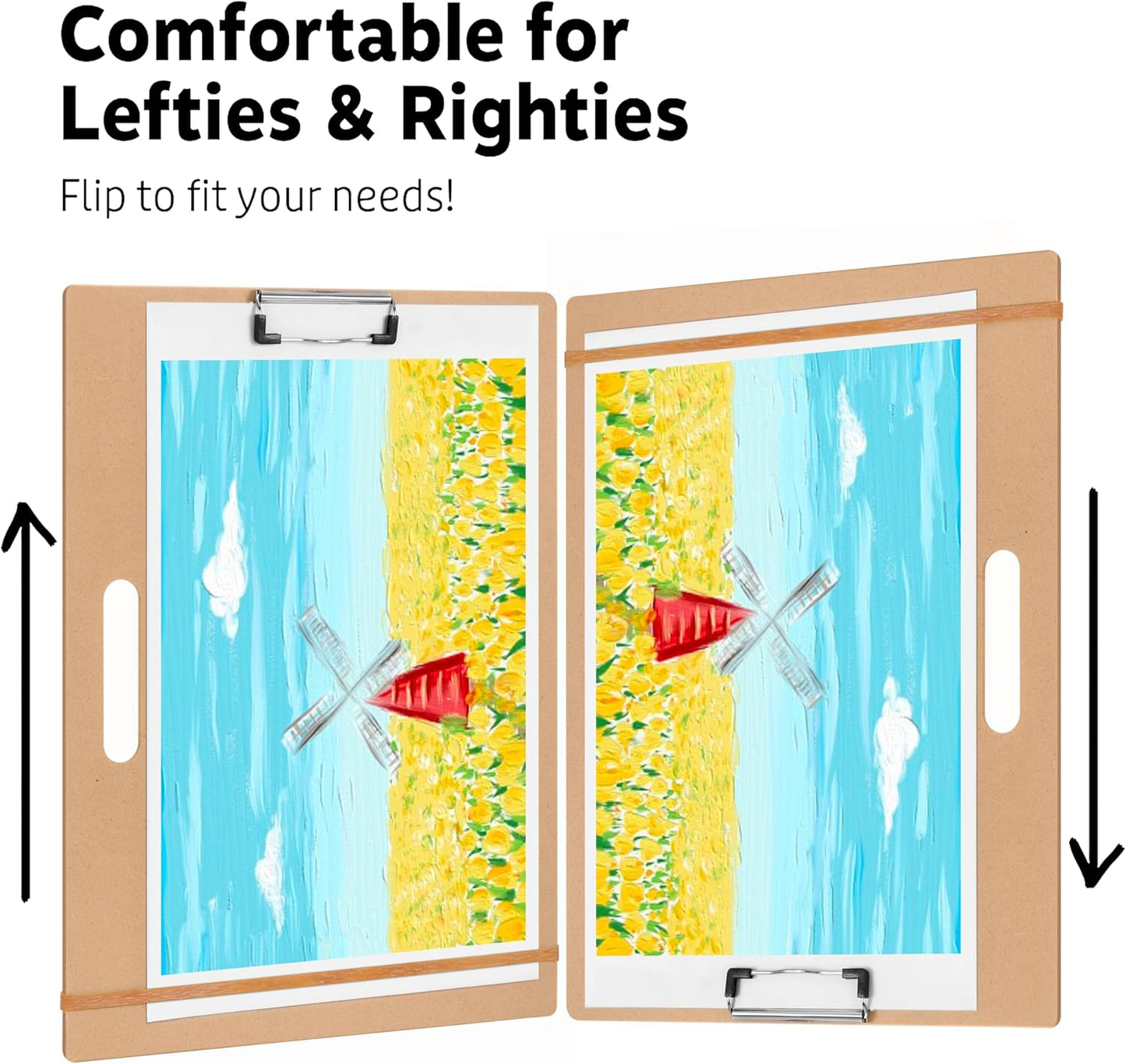 Drawing Board - 14" x 17.8" Sketch Board with Handle for Drafting Art - Portable Clipboard for Class or Studio Fit in Artists Tote