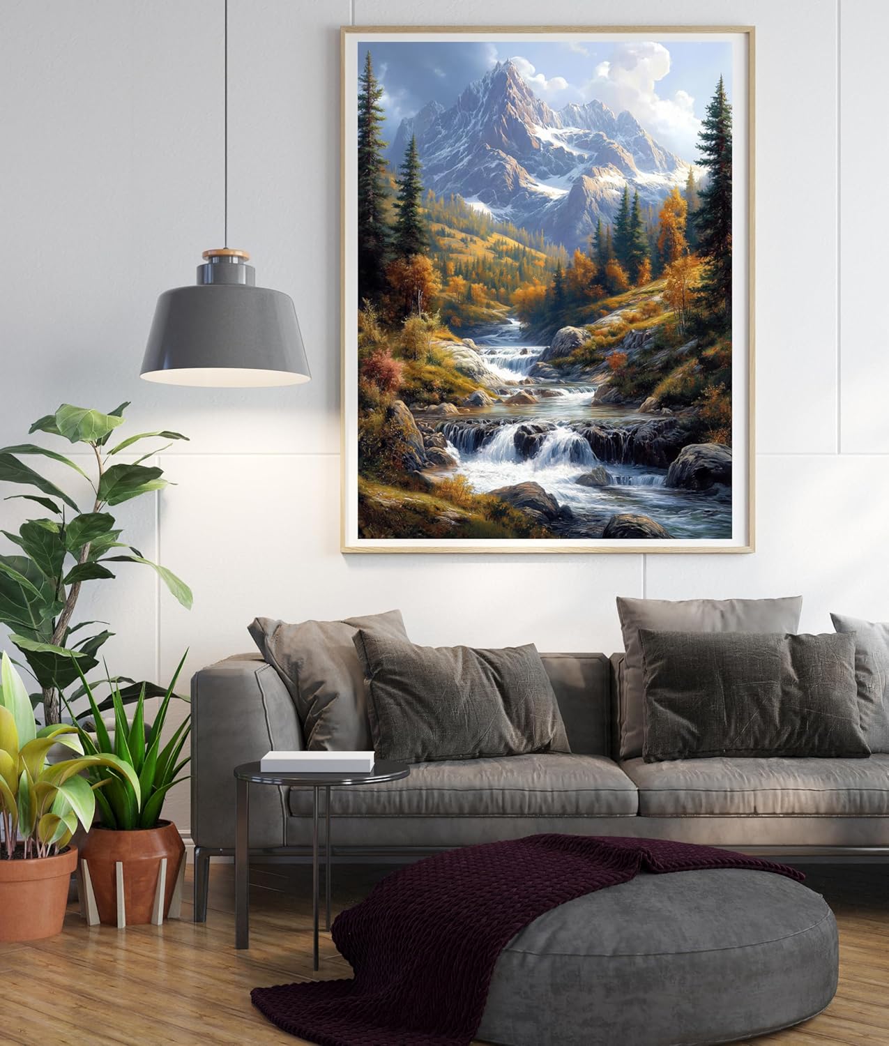 14ct Counted Cross Stitch Kits for Adults Mountains Rivers Printed Stamped Cross Stitch Patterns Kits Cross Stitch Supplies (Mountains Rivers)