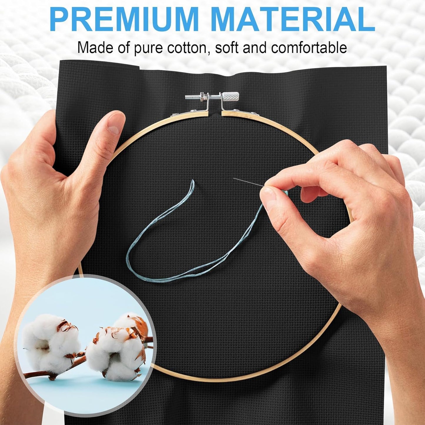 Cross Stitch Fabric 14 Count Aida Cloth 28 x 19 Inch Large Size Classic Reserve Cross Stitch Supplies Embroidery Fabric for Home DIY Craft Decoration Handmade, Black