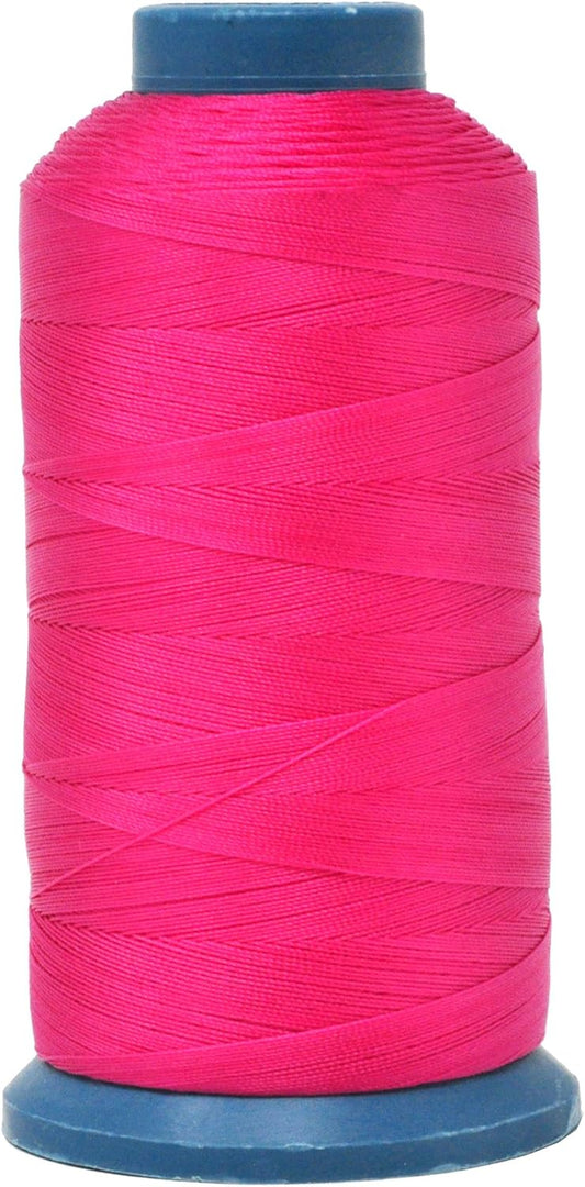 Mandala Crafts Bonded Nylon Thread Hot Pink Heavy Duty Sewing Threads - 1500 YDs Size 69 210D T70 Tex 70 Thread for Leather Jeans Weaving Outdoor Marine Upholstery Threads