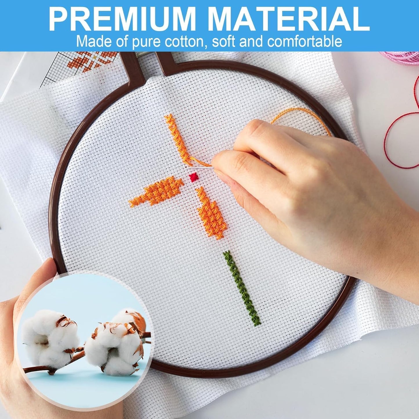 6 PCS Cross Stitch Aida Fabric 14 Count, 18 by 12 Inch, Classic Reserve Cross Stitch Aida Cloth for Home DIY Embroidery Decoration, White