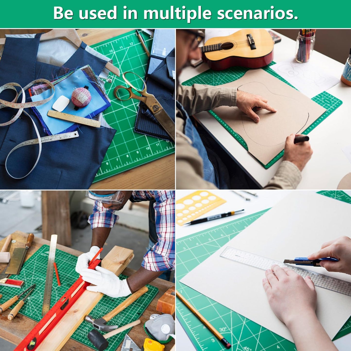 ArtAt Self Healing Cutting Mat: 【5 Pack Cutting Mat 12″x 18″】 Green Double Sided Non-Slip 5 Layers PVC Durable Craft Sewing A3 Mat for Rotary Cutter