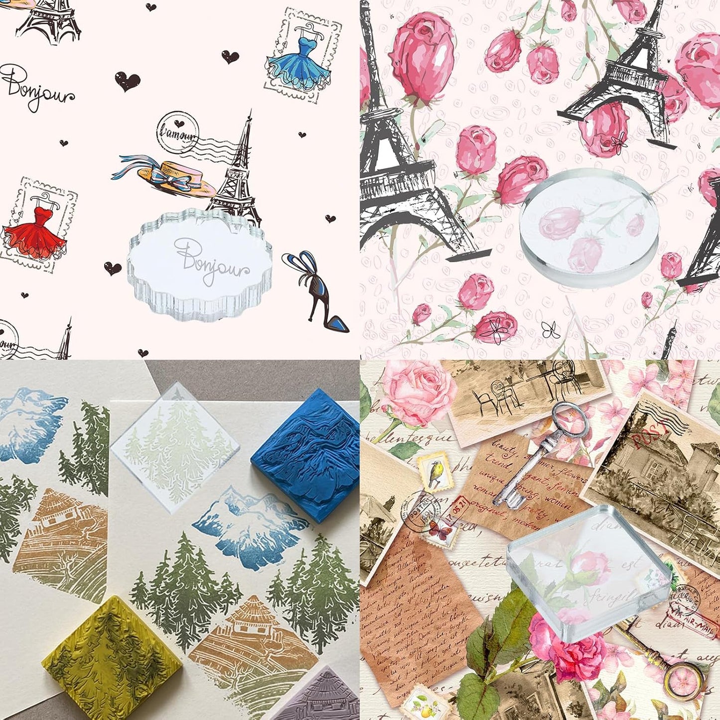 PATIKIL Acrylic Stamp Block, 1 Pack Clear Stamping Block with Grid Line Decorative Mounting Blocks Set Rectangle for Scrapbooking DIY Crafts Card Making