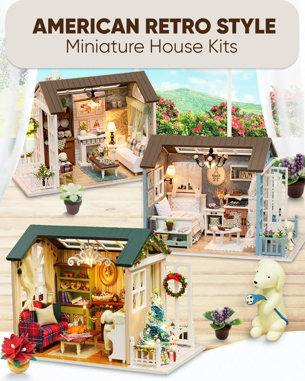 DIY Miniature House Kit, DIY Dollhouse Kit for Adults to Build, Mini House Kit with LED, Mayberry Street Miniatures, Ideal Gifts for Birthday,Valentine(Holiday Times)
