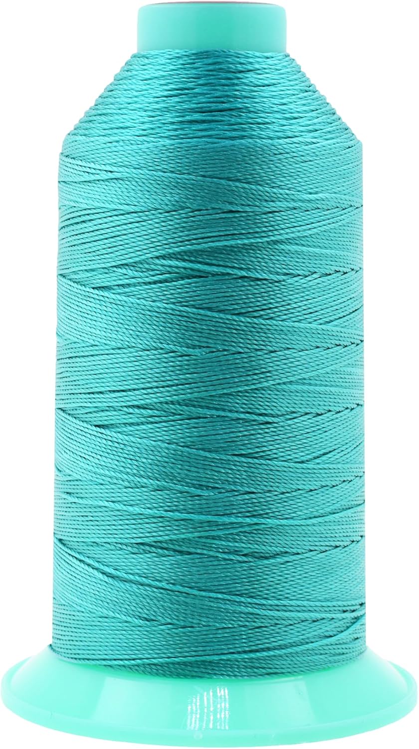 Mandala Crafts Bonded Nylon Thread Turquoise Heavy Duty Sewing Threads - 800 YDs Size 277 840D T270 Tex 270 Thread for Leather Jeans Weaving Outdoor Marine Upholstery Threads