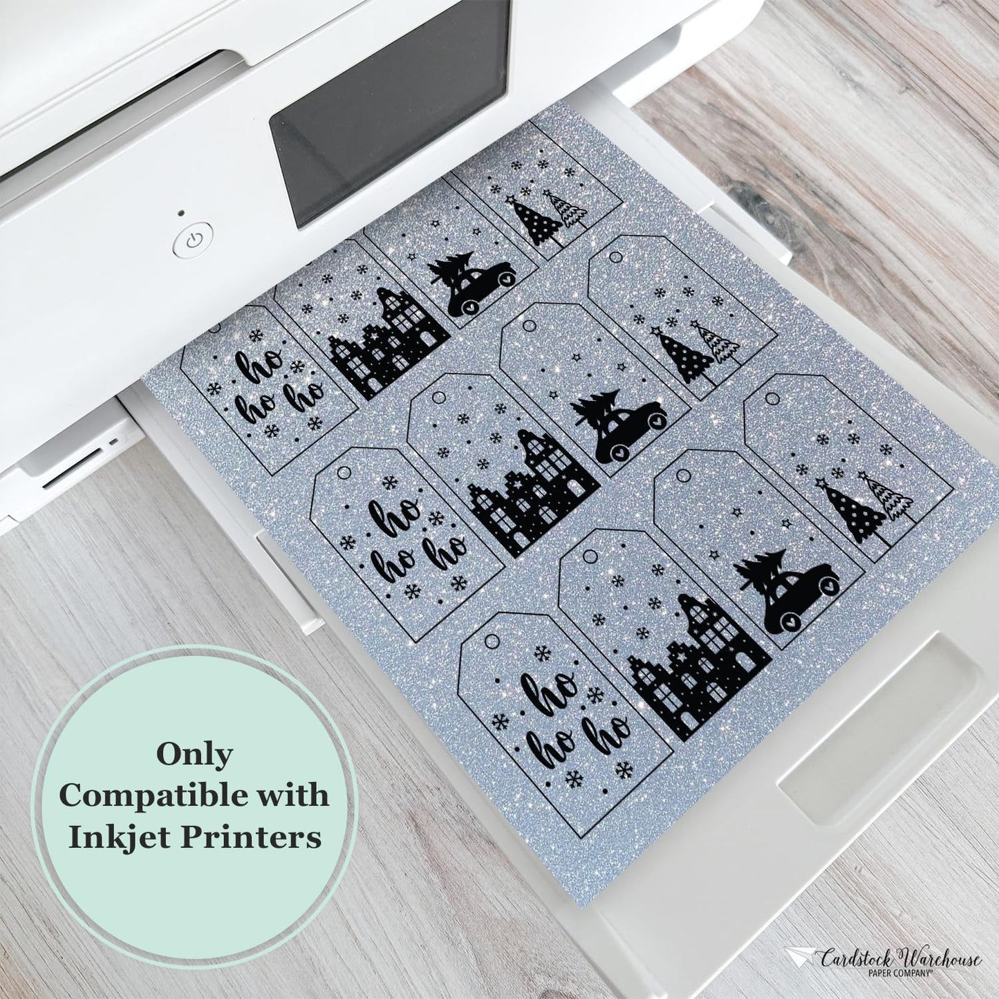 Cardstock Warehouse Diamond Print Inkjet Glitter-Premium Silver Glitter Cardstock Paper – 15 Sheets, 8.5 x 11" - 104 lb/280 GSM for Inkjet Printing, Die-Cutting, Card Making, Crafts, and DIY Projects