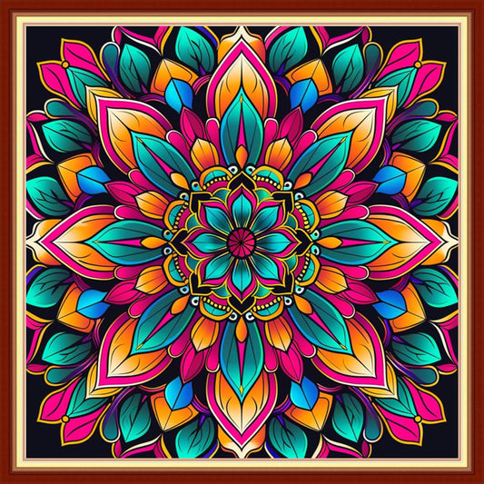 Dimensean Stamped Cross Stitch Kits Full Range of Embroidery Patterns Starter Kits for Beginners Adult or Kids DIY Cross Stitches Needlepoint Kits 11CT-Magic Mandala 18x18 inch