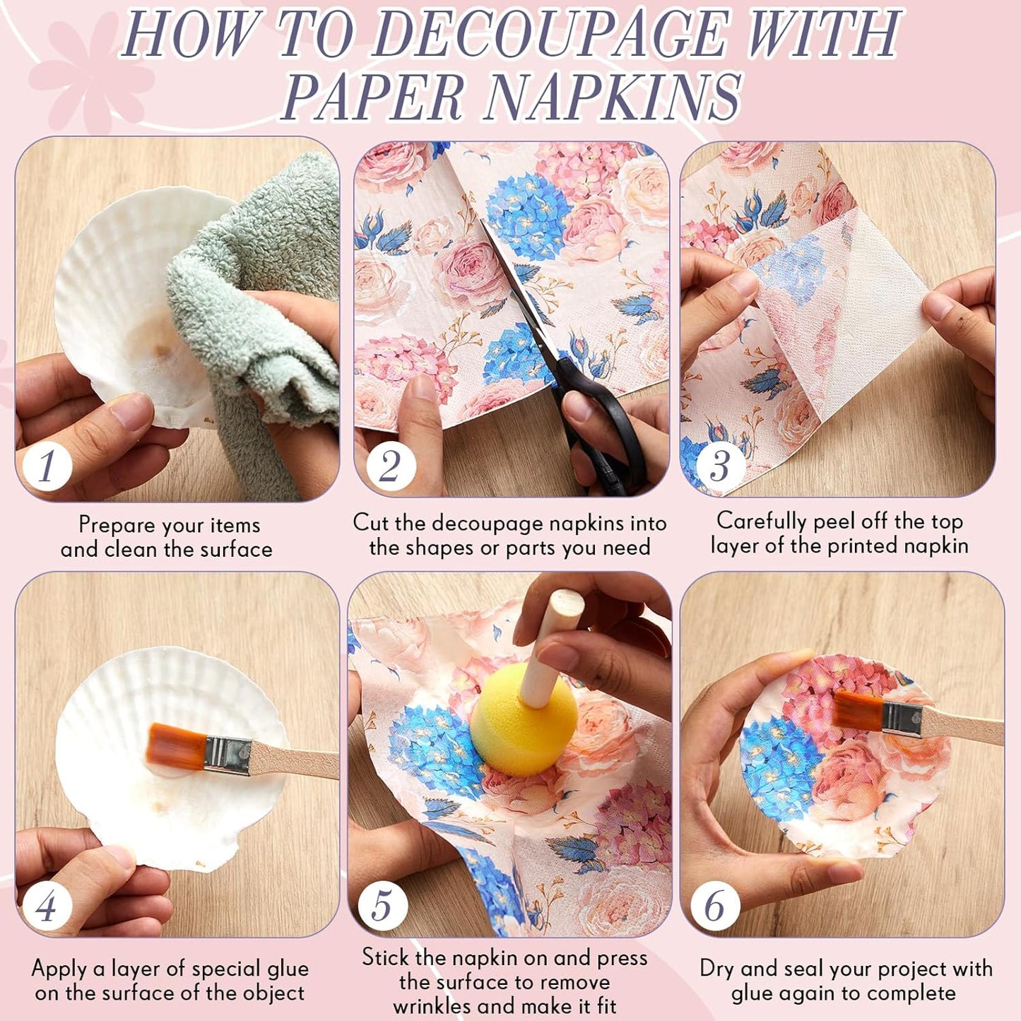 Crtiin 20 Pack Assorted Floral Napkins for Decoupage Toilet Napkins Flower Cocktail Decorative Paper for Birthday Party Beautiful Gorgeous, 20 Styles Each 6.5 inches(Style 5)