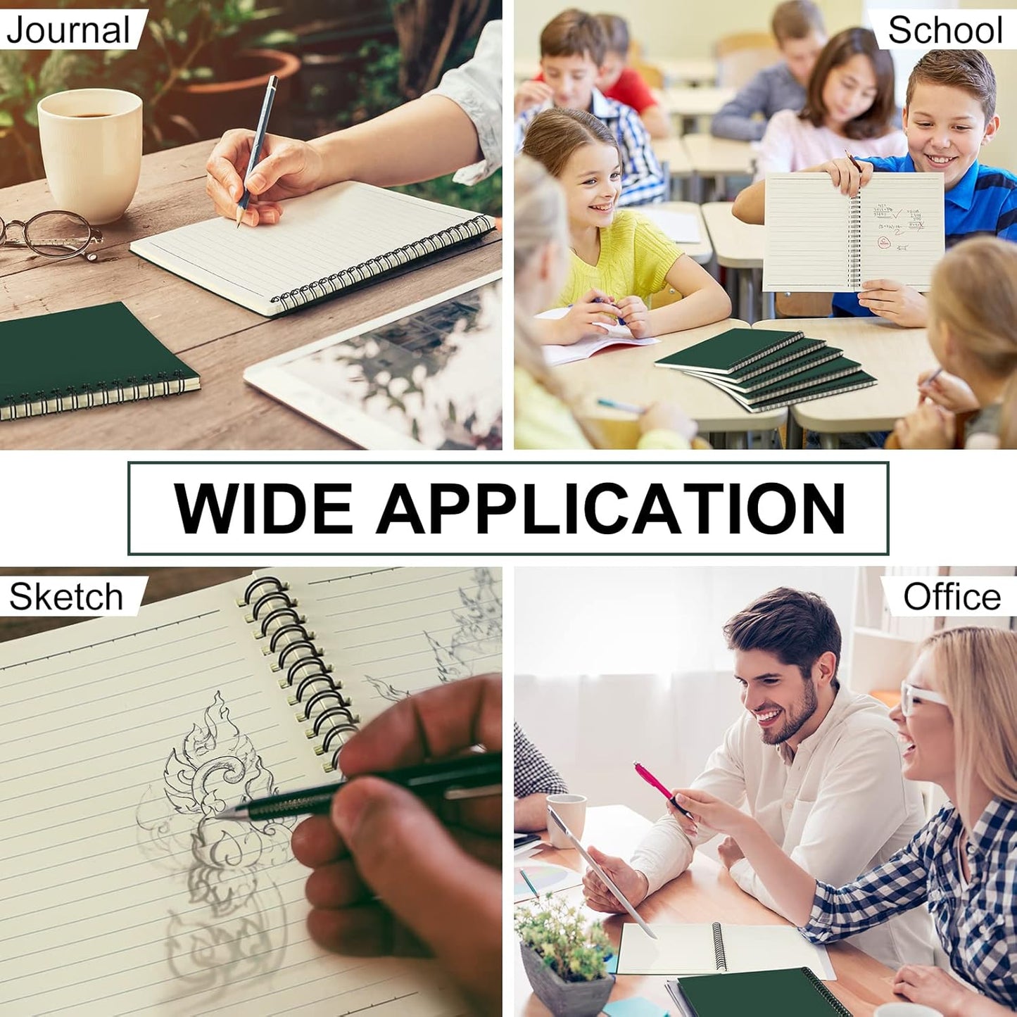 Yahenda 18 Pcs Spiral Notebook Bulk A5 Journal Lined 8.3'' x 5.5'' Writing Composition Paper Small Notepad Subject Notebook for Students Office Business Back to School Supplies (Deep Green)