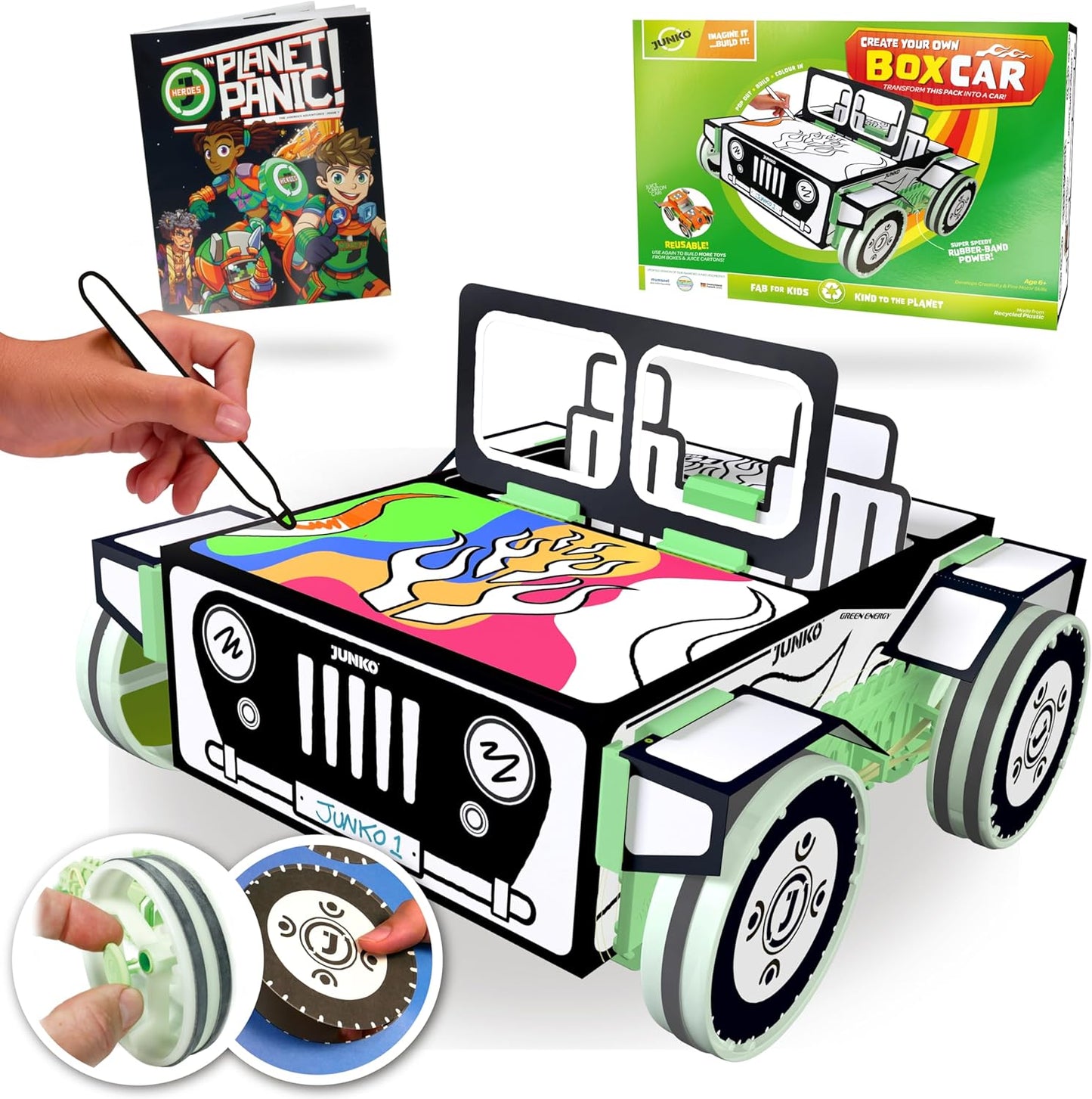 JUNKO Toy Car | Build, Color & Customize – Pull-Back Car | STEM Craft Project Ages 6–10