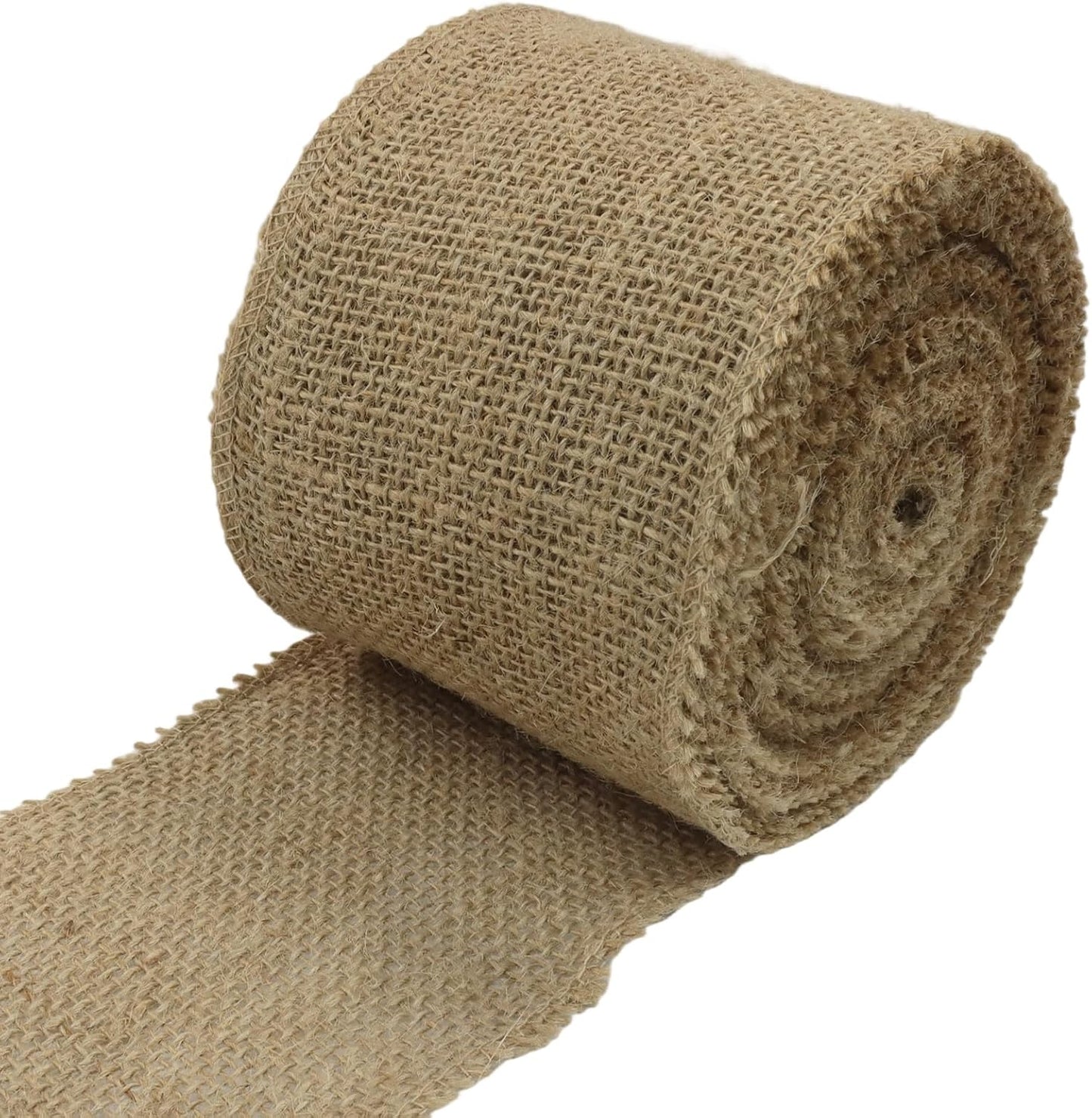 4" Wide Natural Burlap Fabric Roll - 10 Yards Jute Ribbon for Gift Wrapping, Wedding Decorations, Rustic Crafts, Wreaths & Home Decoration (10cm Wide)