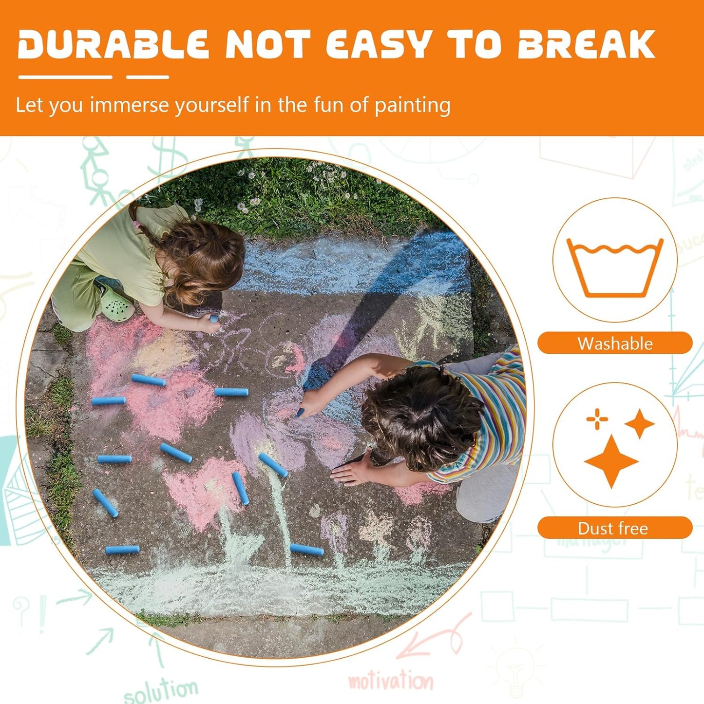 40 Pcs Sidewalk Chalks for Kids Non Toxic Jumbo Chalk for Party Gift Outdoor Art Classroom Play Painting (Blue)