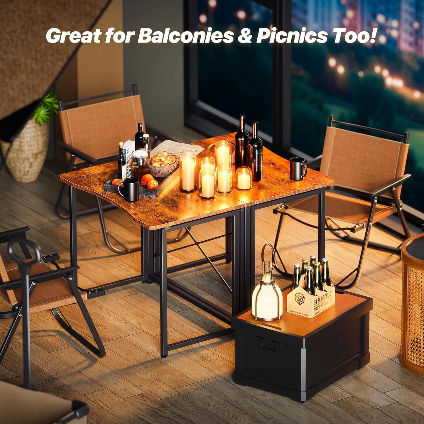 Huuger Folding Desk for Small Spaces, 31.5 Inch Foldable Computer Table, for Home Office, Study, Bedroom, Dorm, Space Saving, Small Writing Work Office Computer Desk, Easy to Fold, Rustic Brown