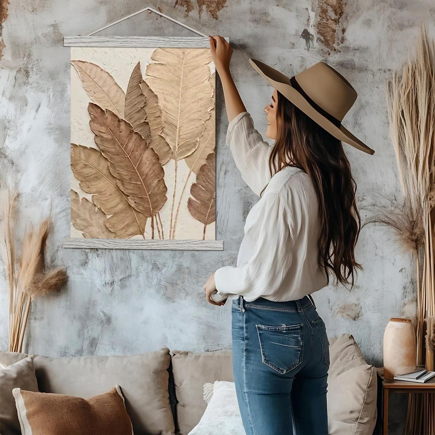 Artmag Magnetic Poster Hanger Frame, 8x10 8x12 8x24 Light Wood Wooden Magnet Canvas Artwork Print Poster Hangers Frames Hanging Kit (Grey, 8")