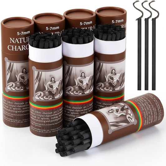 Gueevin 200 Pcs Willow Charcoal Sticks, Willow Charcoal, Artists, Beginners, Students, Perfect for Sketching, Drawing, Shading, and Fine Art Christmas Gifts for Art (5-7mm)