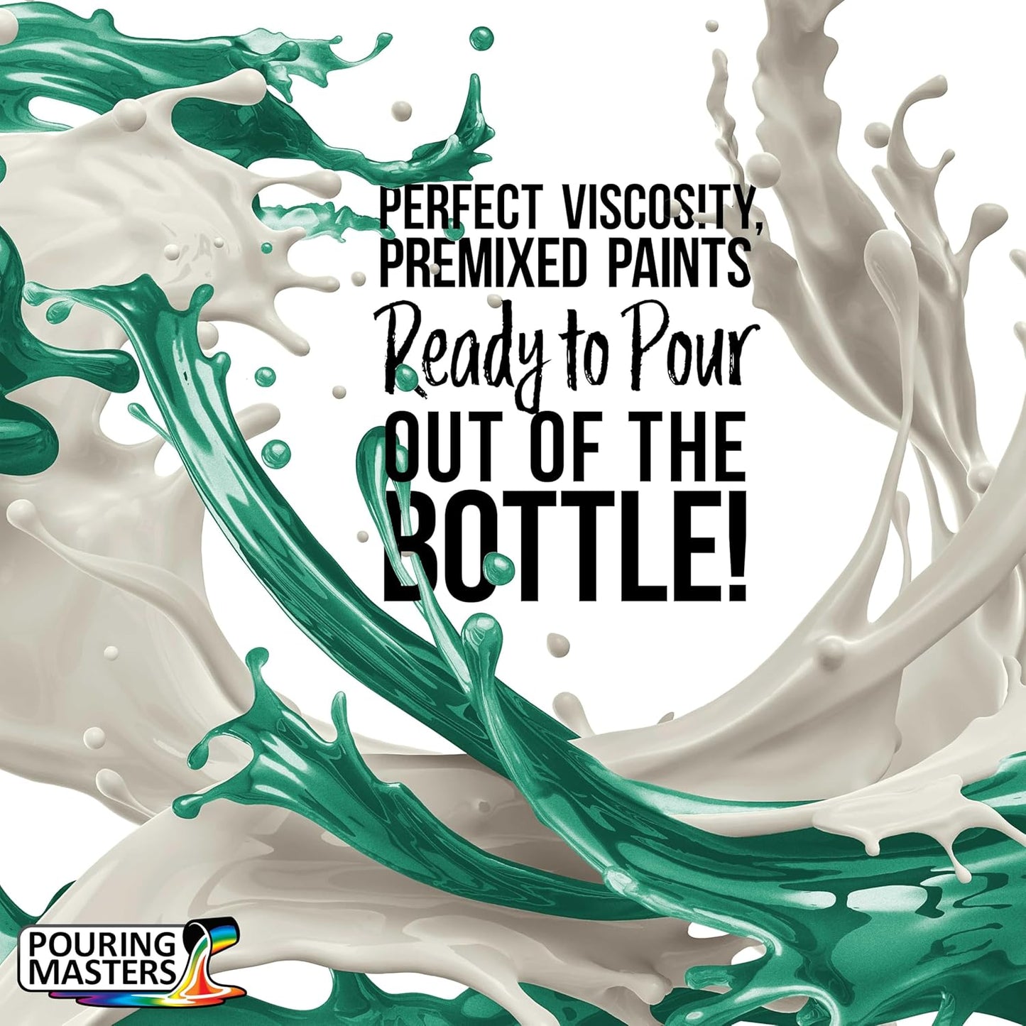 Pouring Masters Aqua Metallic Pearl Ready to Pour Acrylic Pouring Paint - Premium 32-Ounce Pre-Mixed Fluid Acrylic Paint - Fluid Art Supplies for Canvas, Wood, Paper, Tile & Rocks