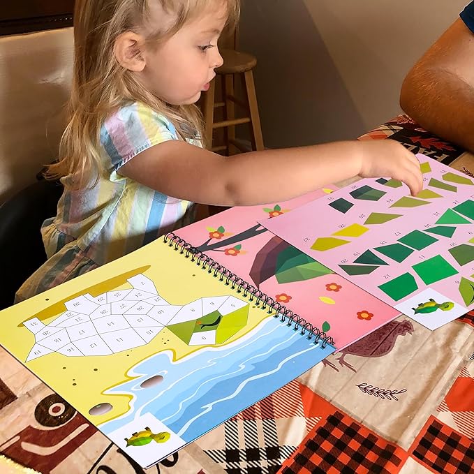 90shine 4PCS Crafts for Kids Ages 4-8 Sticker Books - Includes Dinosaur Llama Turtle and More Animal Designs Gift Party Create 40 Pictures