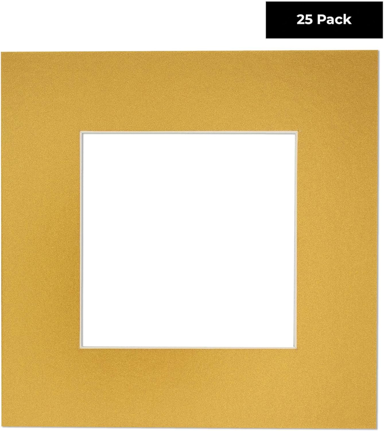 5x7 Mat for 8.5x11 Frame - Precut Mat Board Acid-Free Show Kit with Backing Board, and Clear Bags Metallic Gold 5x7 Photo Matte Made to Fit a 8.5x11 Picture Frame Matboard for Framing, Pack of 25 Mats