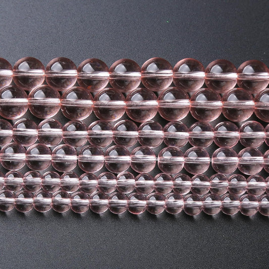 36pcs 10mm Pink Crystal Glass Beads Round Loose Spacer Beads for Jewelry Making DIY Bracelet Necklace Healing Power Stone Beads (Pink Crystal Glass, 10mm)