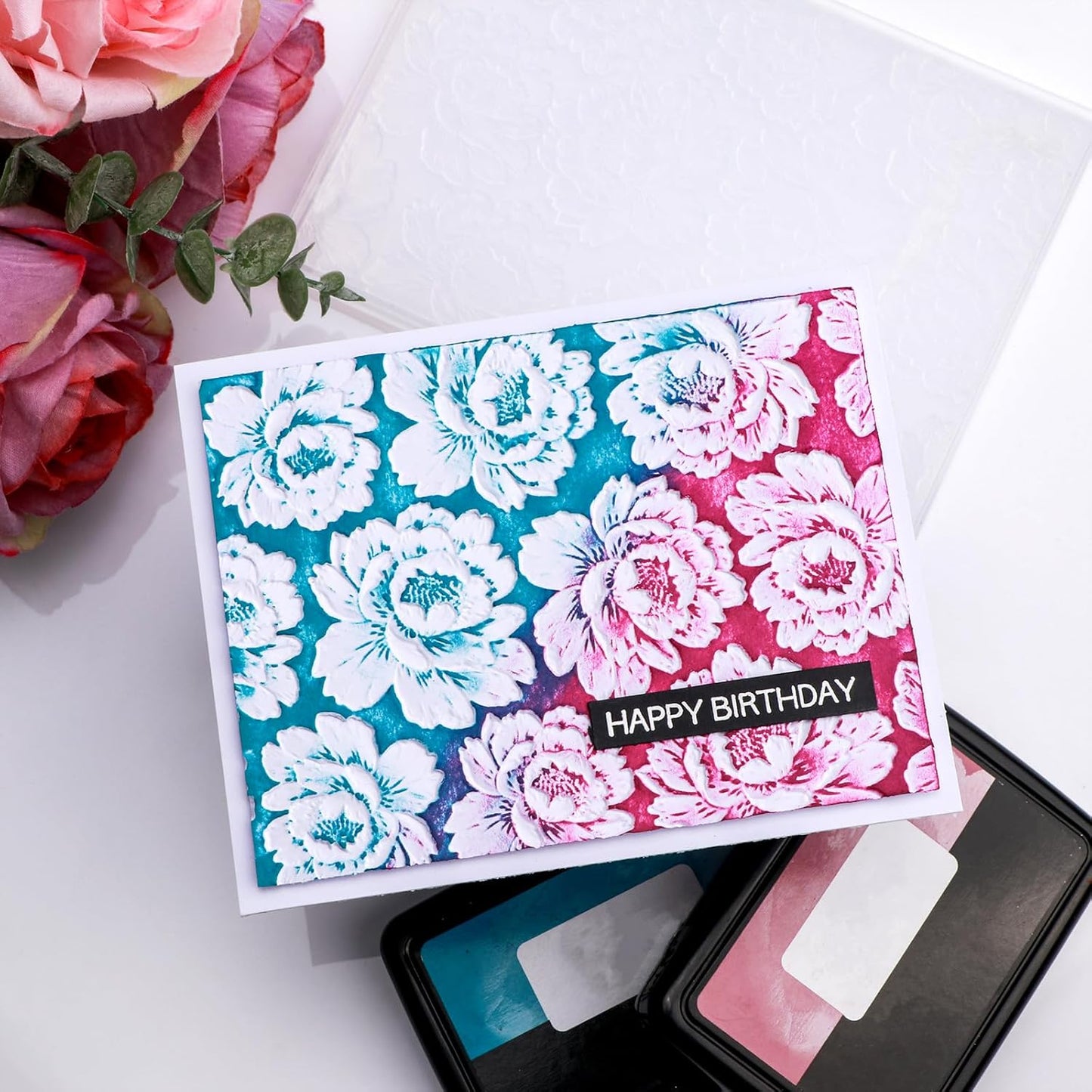 BAOFALI 3D Embossing Folder for Card Making,Beautiful Flower Plastic Texture Fades Embossing Folder Template for Scrapbooking Cardstock Album DIY Decoration Paper Crafting 6.3x4.5inch