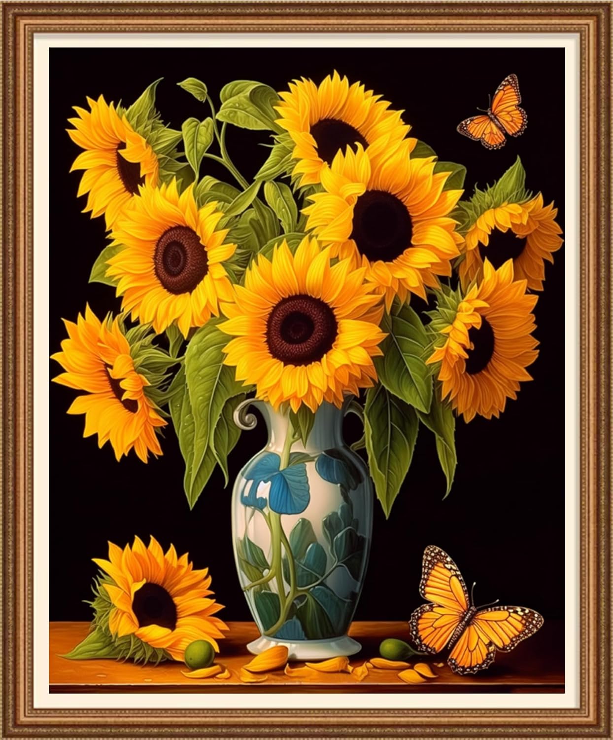 Disnesart Cross Stitch Stamped Full Embroidery Kits DIY 11CT Cotton Thread Printed DIY Needlepoint Kits Craft Needlework Set Cross-Stitch Stamped Sets-Sunflower Vase 16x20 inch